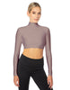 Solid Lycra LS Tneck Triangle Back Crop Top