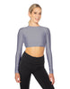 Solid Lycra LS Keyhole Back Crop Top