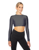 Solid Lycra LS Keyhole Back Crop Top