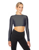 Solid Lycra LS Keyhole Back Crop Top