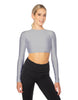 Solid Lycra LS Keyhole Back Crop Top