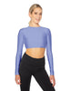Solid Lycra LS Keyhole Back Crop Top
