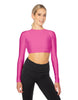 Solid Lycra LS Keyhole Back Crop Top