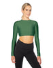 Solid Lycra LS Keyhole Back Crop Top