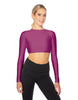Solid Lycra LS Keyhole Back Crop Top