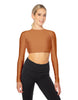 Solid Lycra LS Keyhole Back Crop Top