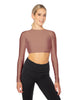 Solid Lycra LS Keyhole Back Crop Top