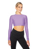 Solid Lycra LS Keyhole Back Crop Top