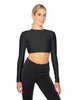 Solid Lycra LS Keyhole Back Crop Top