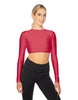 Solid Lycra LS Keyhole Back Crop Top