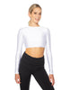 Solid Lycra LS Keyhole Back Crop Top
