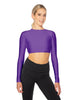Solid Lycra LS Keyhole Back Crop Top