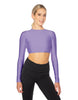 Solid Lycra LS Keyhole Back Crop Top