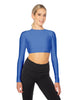 Solid Lycra LS Keyhole Back Crop Top