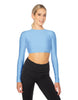 Solid Lycra LS Keyhole Back Crop Top