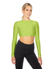 Solid Lycra LS Keyhole Back Crop Top
