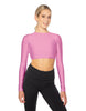 Solid Lycra LS Keyhole Back Crop Top