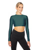 Solid Lycra LS Keyhole Back Crop Top