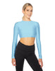 Solid Lycra LS Keyhole Back Crop Top