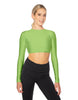 Solid Lycra LS Keyhole Back Crop Top