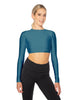 Solid Lycra LS Keyhole Back Crop Top