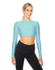 Solid Lycra LS Keyhole Back Crop Top