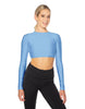 Solid Lycra LS Keyhole Back Crop Top