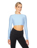 Solid Lycra LS Keyhole Back Crop Top