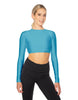 Solid Lycra LS Keyhole Back Crop Top