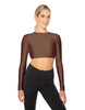 Solid Lycra LS Keyhole Back Crop Top