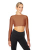 Solid Lycra LS Keyhole Back Crop Top