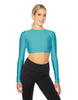 Solid Lycra LS Keyhole Back Crop Top
