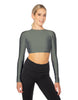 Solid Lycra LS Keyhole Back Crop Top