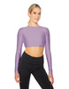 Solid Lycra LS Keyhole Back Crop Top