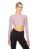 Solid Lycra LS Keyhole Back Crop Top