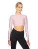 Solid Lycra LS Keyhole Back Crop Top