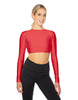 Solid Lycra LS Keyhole Back Crop Top