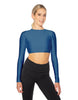 Solid Lycra LS Keyhole Back Crop Top