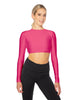 Solid Lycra LS Keyhole Back Crop Top