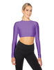 Solid Lycra LS Keyhole Back Crop Top