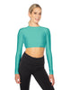 Solid Lycra LS Keyhole Back Crop Top