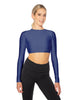 Solid Lycra LS Keyhole Back Crop Top