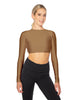 Solid Lycra LS Keyhole Back Crop Top