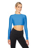 Solid Lycra LS Keyhole Back Crop Top