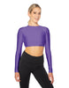 Solid Lycra LS Keyhole Back Crop Top