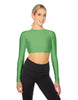 Solid Lycra LS Keyhole Back Crop Top