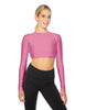 Solid Lycra LS Keyhole Back Crop Top