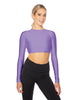 Solid Lycra LS Keyhole Back Crop Top