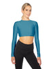 Solid Lycra LS Keyhole Back Crop Top
