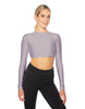 Solid Lycra LS Keyhole Back Crop Top